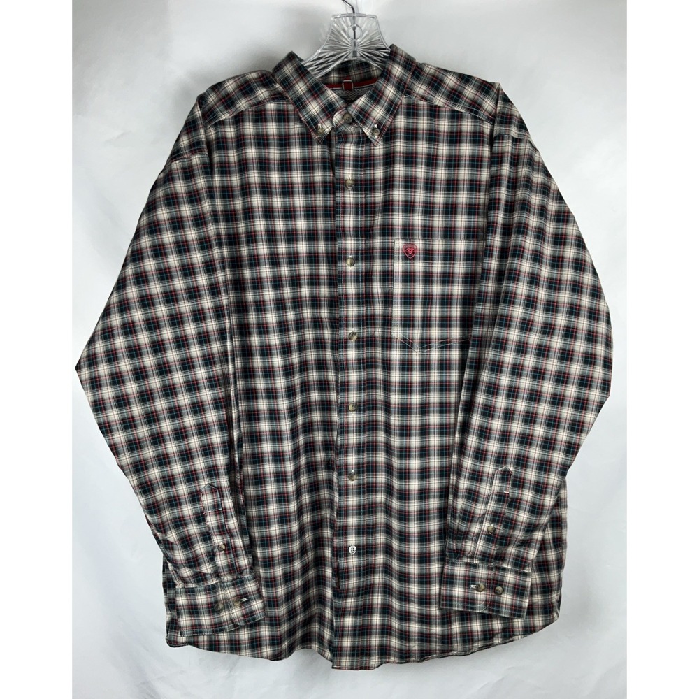 Ariat Pro Series Shirt Mens L Plaid Vent Long Sleeve Western Performance